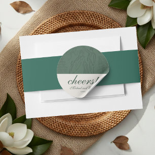 Sage Green Cheers Elegant Personalized Wedding Classic Round Sticker