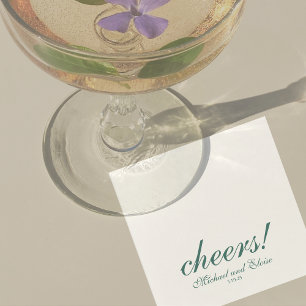 Sage Green Cheers Elegant Personalized Wedding Napkins