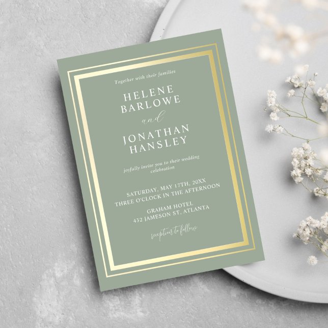 Sage Green Chic Modern Minimalist Elegant Wedding Invitation (Sage Green Chic Modern Minimalist Elegant Wedding Invitation)