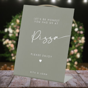 Sage Green Chic Modern Pizza Bar Wedding Sign