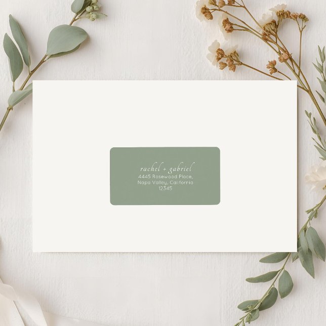 Sage Green | Chic Simple Clean Wedding Address  Label (Creator Uploaded)