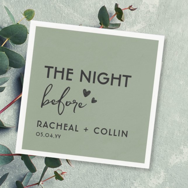 Sage Green Chic Simple Modern Rehearsal Dinner Napkins (Creator Uploaded)