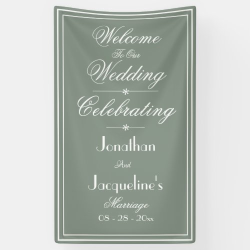 Sage Green Chic Wedding Welcome Banner Backdrop