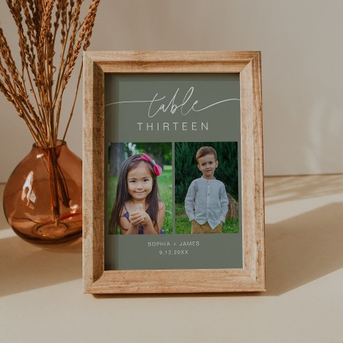 SAGE Green Childhood Photos Table Number Card 5x7