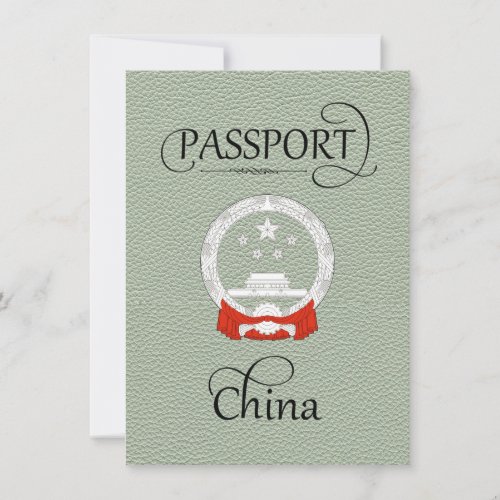 Sage Green China Passport Save the Date Card