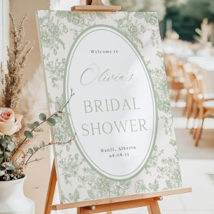 Sage Green Chinoiserie Bridal Shower Welcome Sign 
