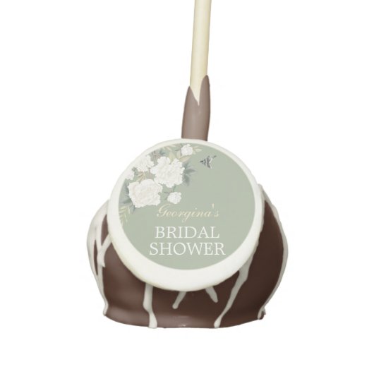 Sage Green Chinoiserie Porcelain Bridal Shower Cake Pops (Front)