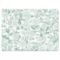 Sage Green Chinoiserie Porcelain Floral Decoupage Tissue Paper