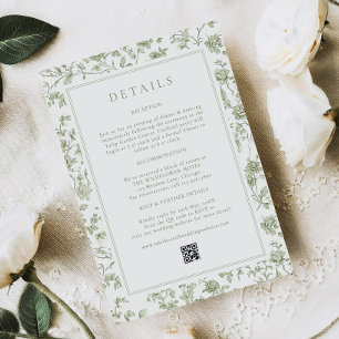 Sage Green Chinoiserie Wedding Details Enclosure Card