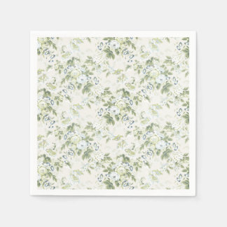 Sage Green Chintz Cocktail Napkins, English Floral Napkins