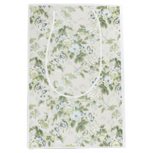 Sage Green Chintz Gift Bag, English Rose Print