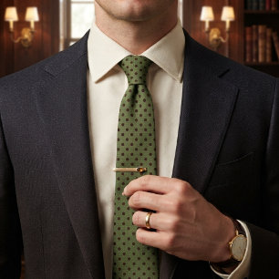 Sage Green & Chocolate Classic Dot Neck Tie