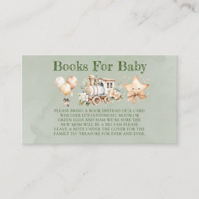 Sage Green Choo Choo Train Books For Baby Enclosure Card (Front)