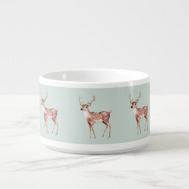 Sage Green Christmas Deer Bowl (Center)