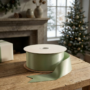 Sage Green Christmas Gift Wrapping Ribbon
