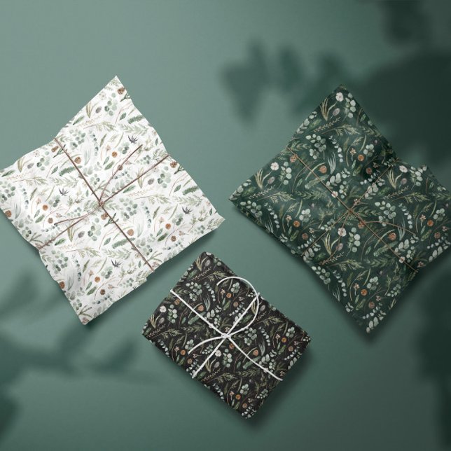 Sage green Christmas modern minimal botanical Wrap Wrapping Paper Sheets (Creator Uploaded)