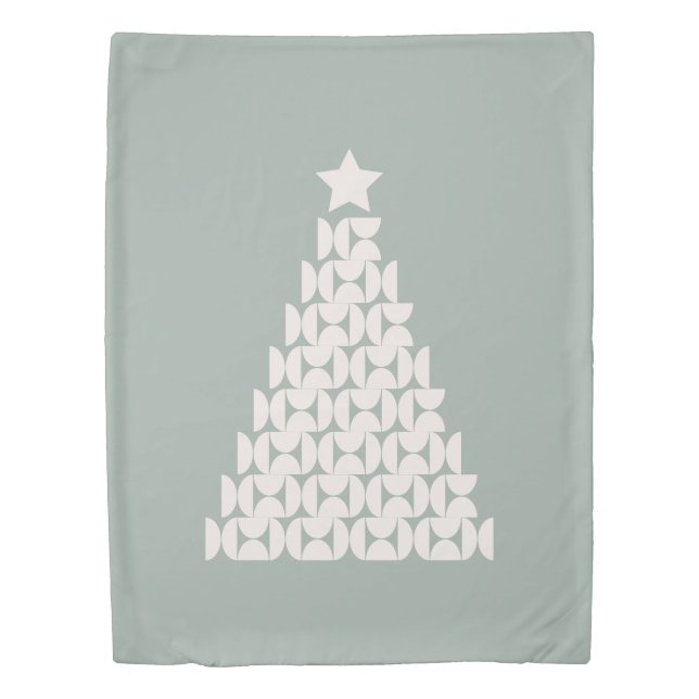 Sage Green Christmas Tree Duvet Cover (Front)