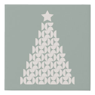 Sage Green Christmas Tree Faux Canvas Print