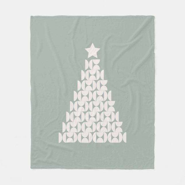 Sage Green Christmas Tree Fleece Blanket (Front)