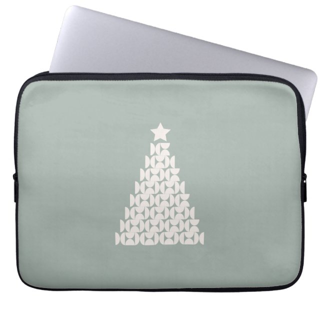 Sage Green Christmas Tree Laptop Sleeve (Front)
