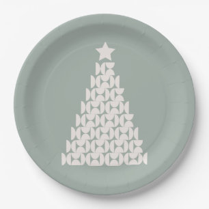 Sage Green Christmas Tree Paper Plates