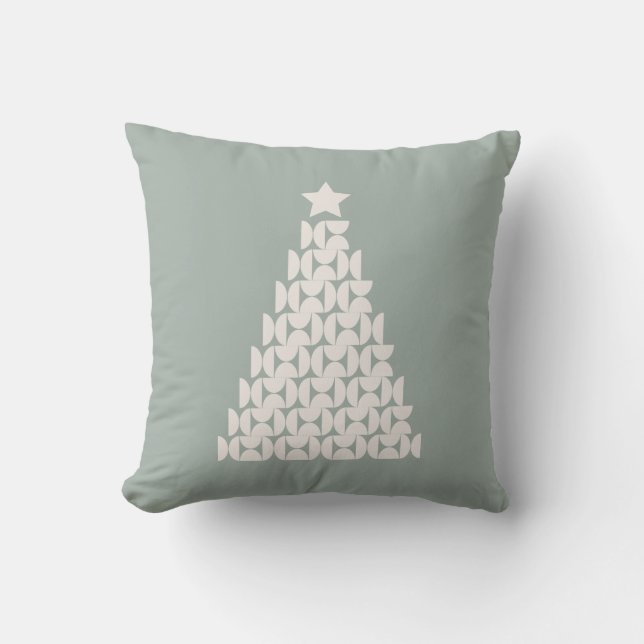 Sage Green Christmas Tree Throw Pillow (Front)