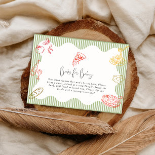 Sage Green Ciao Baby Itallian Pizza Baby Shower Enclosure Card
