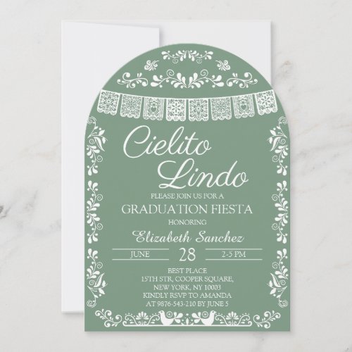 Sage Green Cielito Lindo Graduation Fiesta Arch Invitation