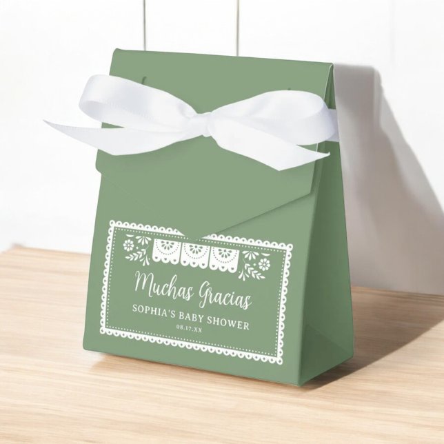 Sage Green Cielito Lindo Mexican Baby Shower  Favor Boxes (Creator Uploaded)