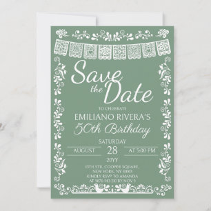 Sage Green Cielito Lindo Save the Date Birthday Invitation