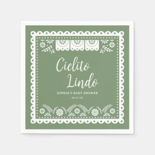 Sage Green Cielito Lindo Talavera Baby Shower Napkins