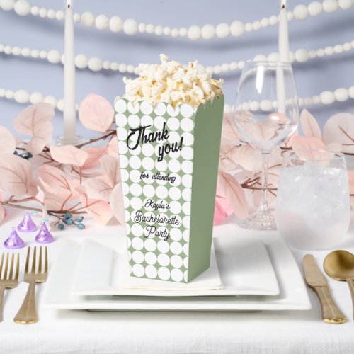 Sage Green Circle Pattern Bachelorette Party Favor Boxes