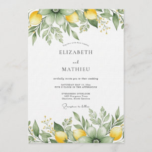Sage Green Citrus Blossom Wedding Invitation