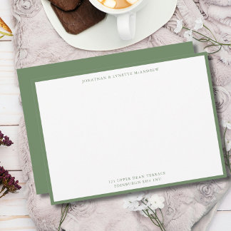 Sage Green Classic Border Flat Note Card