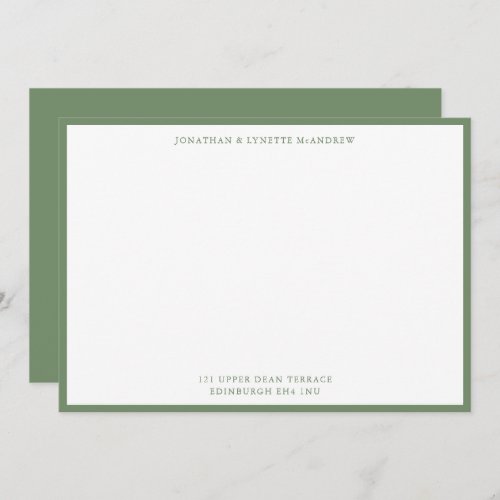 Sage Green Classic Border Flat Note Card