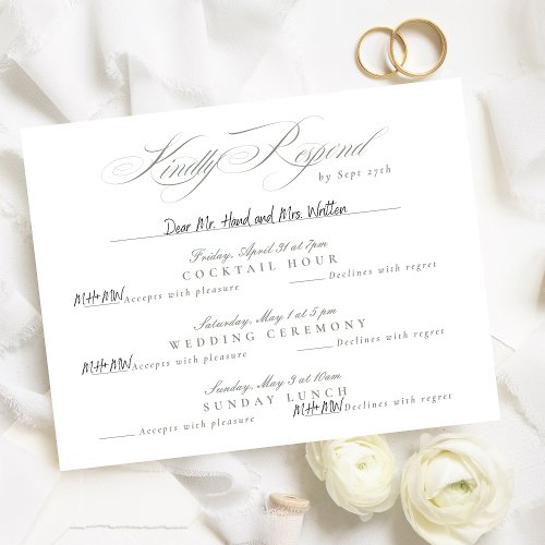 Sage Green Classic Calligraphy multi_event RSVP Card