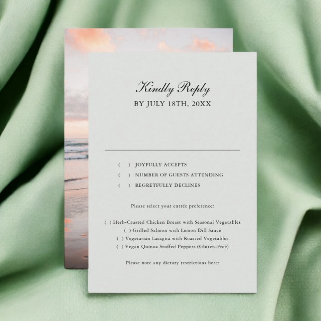 Sage Green Classic Calligraphy Photo Wedding RSVP (Creator Uploaded)