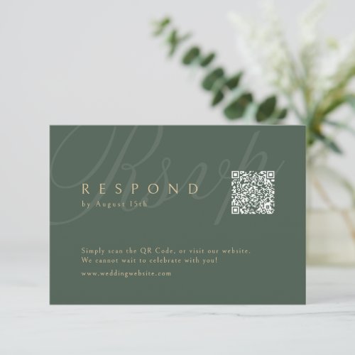 Sage Green Classic Elegance QR code Wedding RSVP Card