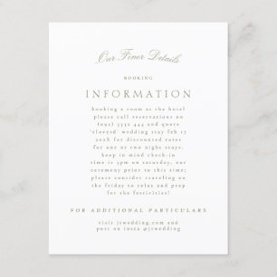 Sage Green Classic Elegant Formal Wedding Enclosure Card