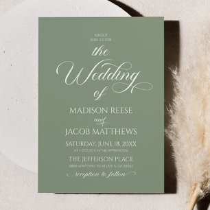 Sage Green Classic Elegant Minimalist Wedding Invitation