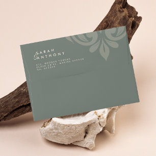 Sage Green Classic Elegant Rustic Damask Wedding Envelope