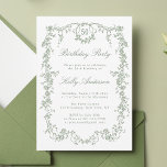 Sage Green Classic Floral 50th Birthday Party Invitation<br><div class="desc">Elegant French Victorian floral frame birthday party invitation with custom text on the back. For more advanced customization of this design,  please click the DESIGN TOOL BUTTON above!</div>