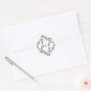 Sage Green Classic Floral Wedding Classic Round Sticker