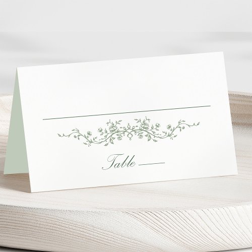 Sage Green Classic Floral Wedding Place Card
