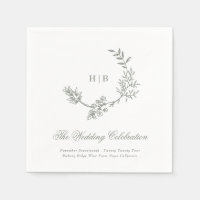 Sage Green Classic Floral Wreath Monogram Wedding