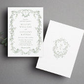 Sage Green Classic French Floral Wedding Invitation