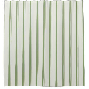 Sage Green Classic French Ticking Stripe Shower Curtain