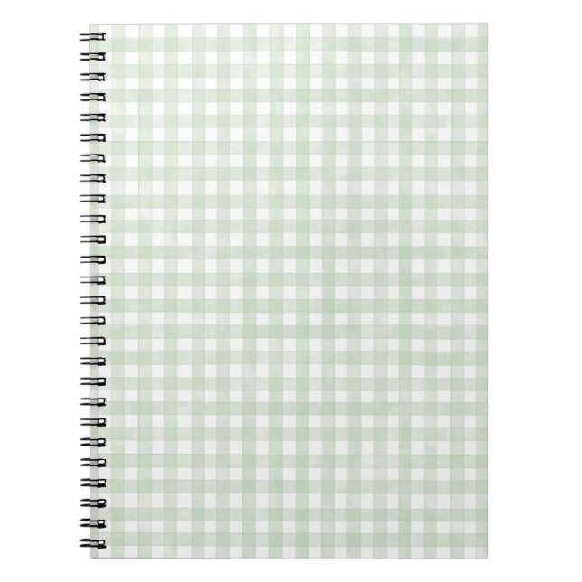 Sage Green Classic Gingham Notebook (Front)