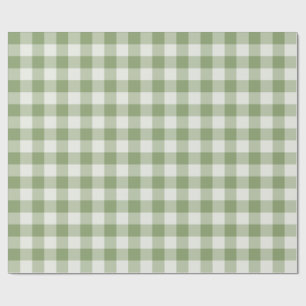 Sage Green Classic Gingham Plaid Wrapping Paper