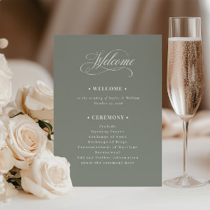 Sage Green Classic Luxe Wedding Welcome Program